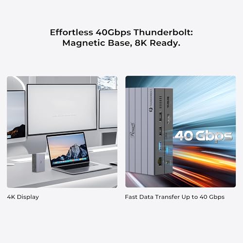 ROSEWILL 14-IN-1 THUNDERBOLT 4 CERTIFIED LAPTOP DOCKING STATION 8K - GRAY - Like New