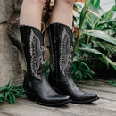 Soto Boots Women's Firebird Cowgirl Boots M8001 - Size 7.5 - Black/Black - Like New