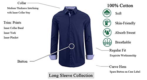 GALAXY BY HARVIC MENS LONG SLEEVE SOLID SLIM FIT DRESS SHIRTS SIZE 2XL NAVY - Brand New