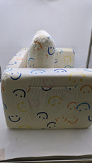 FunPage Child's Folding Sofa - Convertable to Loger Sofa - Cream Smiley Faces - Brand New