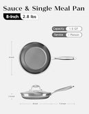 XBM FRYING PAN NONSTICK 8" INDUCTION COOKWARE SCRATCH-PROOF DISHWASHER SK-FPW-8 - Like New