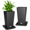 ELEVENS TALL PLANTERS 30 INCH TAPERED SQUARE PLANTERS GARDEN FLOWER POTS - BLACK - Like New