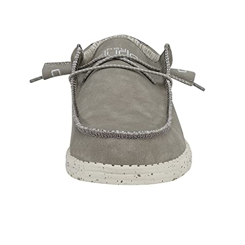 150203923 HEY DUDE MEN'S RECYCLED LEATHER LACE UP LOAFERS SILVERBIRCH SIZE 10 - Like New