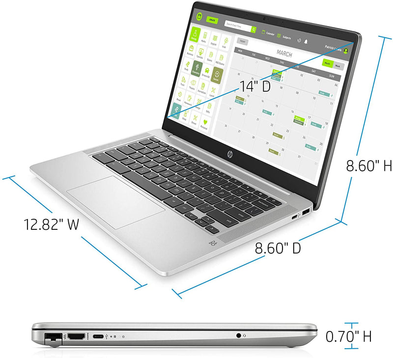 HP Chromebook 14" FHD N4000 4GB 32GB eMMC Mineral Silver 14a-na0050nr - Like New