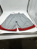 JUMP START MEN'S MOISTURE WICKING MESH SHORTS,SIZE: 2XL - GRAY, SILVER/RED - Brand New