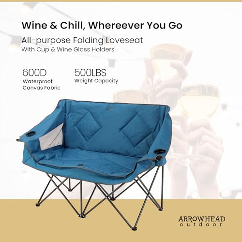 ARROWHEAD OUTDOOR Portable Folding Double Duo Camping Chair Loveseat - Like New