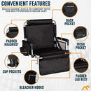 ALPCOUR EVERCOR STADIUM BLEACHER SEAT WITH BACK REST ARM REST APC FSSABK - BLACK - Brand New