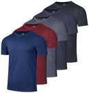 REAL ESSENTIALS 5 PACK: MEN'S DRY FIT T SHIRTS CREW NECK ATHLETIC GYM - L - Brand New