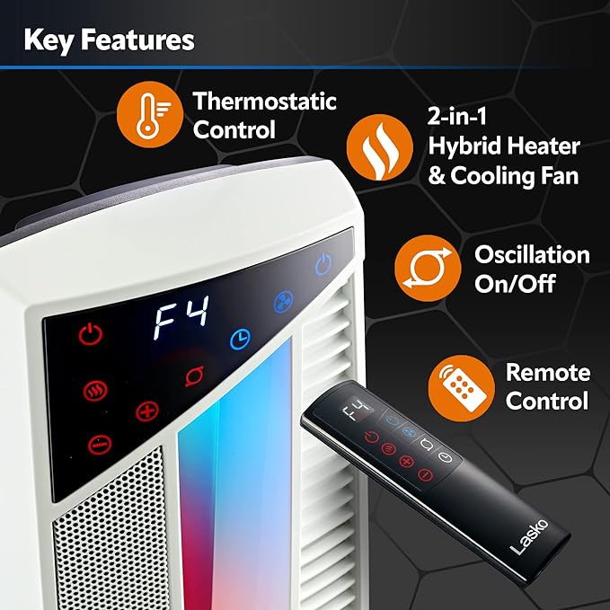 Lasko All Season High Velocity Hybrid Tower Fan Space Heater FHV820 White - Like New