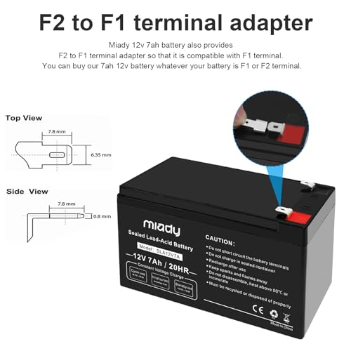 MIADY 12V 7AH RECHARGEABLE SEALED LEAD ACID BATTERY 2 PACK SLA12V7A - Black - Like New