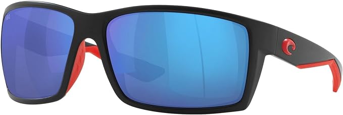 Costa Del Mar Men's Reefton Rectangular-RACE BLACK/GREY BLUE MIRRORED POLARIZED Like New