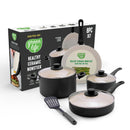 GREENLIFE SOFT GRIP 8 PIECE COOKWARE SET CC009157-001 - BLACK BEIGE - Like New