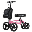 ELENKER STEERABLE FOLDABLE KNEE WALKER 10" WHEELS WITH BAG - PINK - Like New