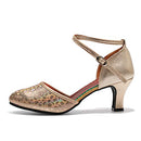 Dress First Womens Latin Dance Shoes Closed Toe Ballroom Pumps Champagne Size 36 - Brand New
