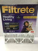 FILTRETE 1550 ULTRA ALLERGEN HEALTHY LIVING AIR FILTER 20X25X4 - WHITE - Like New