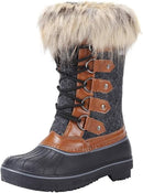 FANTURE WOMEN'S WATERPROOF WINTER SNOW BOOTS KNEE-HIGH SHOES US 10 - BROWN/GRAY - Like New