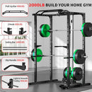 JEEKEE POWER RACK WITH LAT PULLDOWN 2000LBS POWER CAGE MULTI FUNCTION - BLACK - Like New