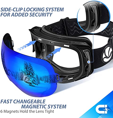 VANRORA SNOWBOARD FRAMELESS INTERCHANGEABLE LENS ANTI FOG 100% UV - BLACK/RED - Like New