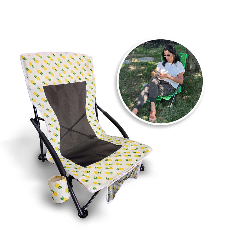 BLISS HAMMOCKS FOLDING BEACH CHAIR, DELUXE - PINEAPPLE - Brand New