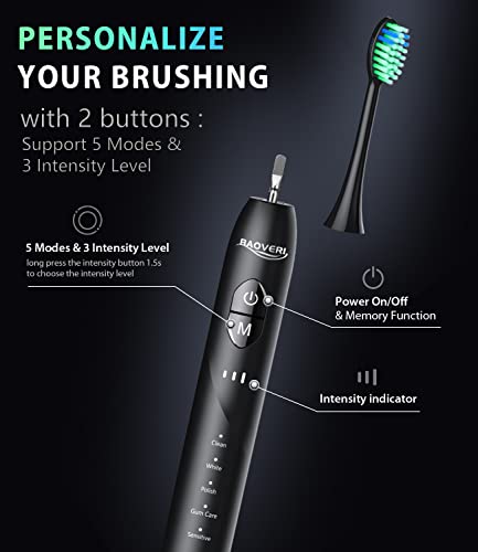 BAOVERI Electric Toothbrush with 8 Brush Heads, Rechargeable Toothbrushes - Like New