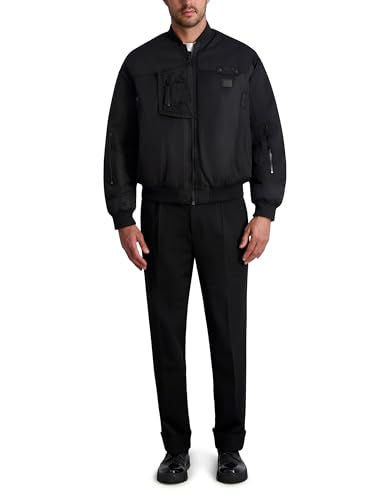 KARL LAGERFELD Men BOMBER LONG SLEEVE JACKET KALA-LSSBJACKET BLACK L - Brand New