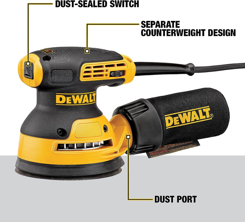 DEWALT Random Orbit Sander, Variable Speed, 5-Inch (DWE6423) -BLACK/YELLOW - Like New