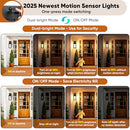 BESLOWE 14” UPGRADED MOTION SENSOR OUTDOOR WALL LIGHTS, BLACK, 2 PACK - Like New