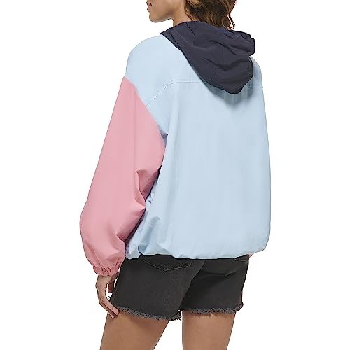 LW3ON725 LEVI'S WOMEN'S TASLAN POPOVER WINDBREAKER JACKET PINK/BLUE SIZE L - Brand New