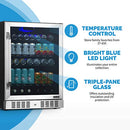 NewAir 24" Beverage Refrigerator Cooler 177 Can Capacity NBC177SS00 - BLACK - Like New