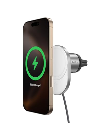 BELKIN MAGSAFE WIRELESS CAR CHARGER 15W FAST CHARGING MAGNETIC VENT HOLDER WHITE - Like New
