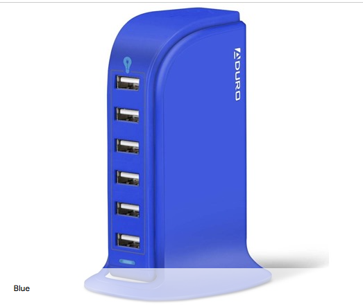 ADURO POWERUP SMART 40W 6-PORT USB RAPID CHARGER - BLUE - Like New