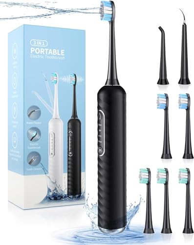 UNINGOPI ELECTRIC TOOTHBRUSH WITH WATER FLOSSER 3 IN 1 TEETH CLEANING - BLACK - Like New