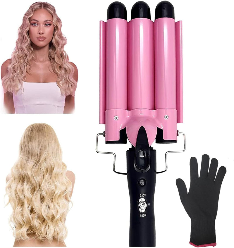 Coidak Curling Iron 3 Barrel, 1 Inch Hair Waver Curling Wand, SL-709- Pink Like New