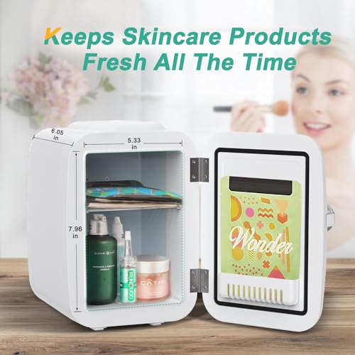 CROWNFUL MINI FRIDGE 4 LITER/6 CAN PORTABLE COOLER WARMER CF-PC4LWHT - WHITE - Like New