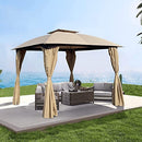 AJIKGN 10X10 FT OUTDOOR PATIO GARDEN GAZEBO CANOPY CURTAINS - KHAKI - Like New