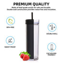 Volhoply Tumbler Lid Straw 24 Pack Double Wall Clear Plastic Tumblers - Black - Brand New
