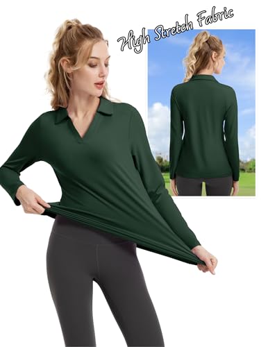 FKEEP WOMEN'S TENNIS GOLF SHIRT LONG SLEEVED TOP SPORT ACTIVEWEAR FOREST GREEN - Brand New