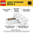 LEGO Brick 8 Knobs, Stackable Storage Box, White - Brand New