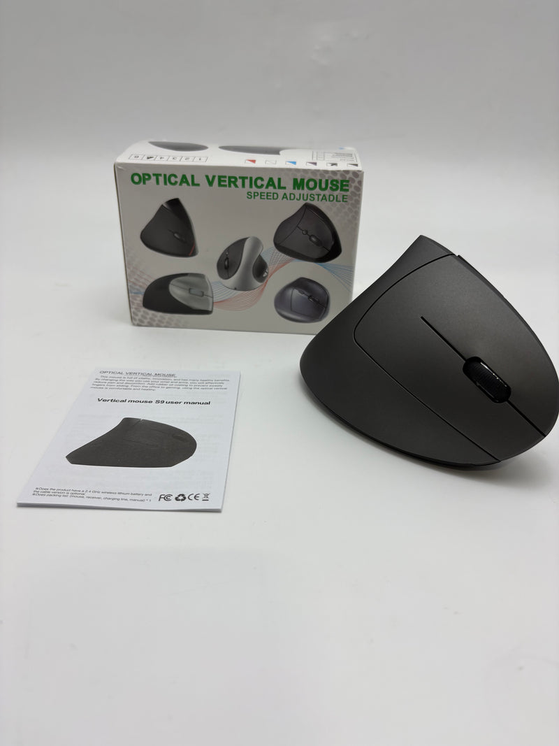 GENERIC WIRELESS VERTICAL ERGONOMIC OPTICAL MOUSE - GRAY - Like New