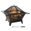 SUNNYDAZE DÉCOR NOR GALAXY SQUARE FIRE PIT WITH COOKING GRATE 32" - GOLD/BLACK - Like New