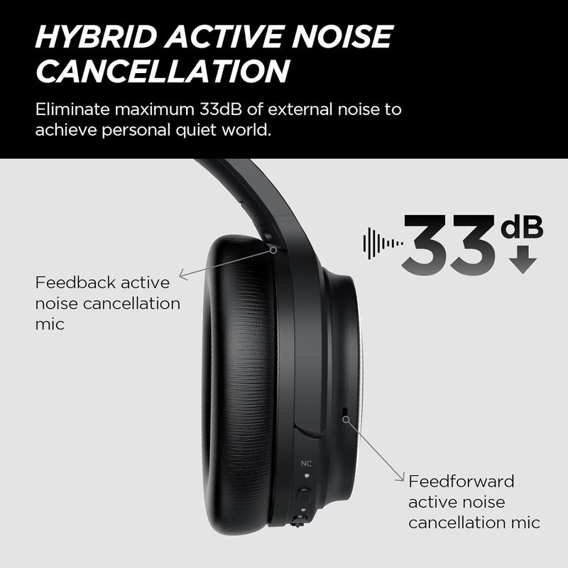 TAPAXIS Hybrid Active Noise Cancelling Headphones - Black Like New