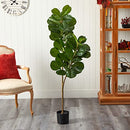 NEARLY NATURAL 5.5FT. FIDDLE LEAF FIG ARTIFICIAL TREE T2103-MB - Green - Like New