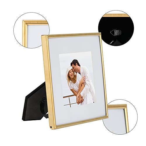 BOWENTURBO SQUARE METAL PICTURE FRAME FOR WALL TABLE TOP THIN EDGE (6X6) - GOLD - Brand New