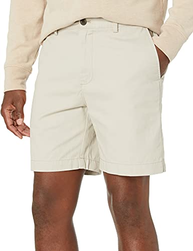 AMAZON ESSENTIALS MEN'S SLIM-FIT 7" CHINO SHORT - STONE - Brand New