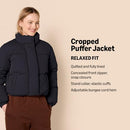 AMAZON ESSENTIALS CROPPED FULL-ZIP PUFFER JACKET, SIZE: WOMEN S - BLACK - Like New