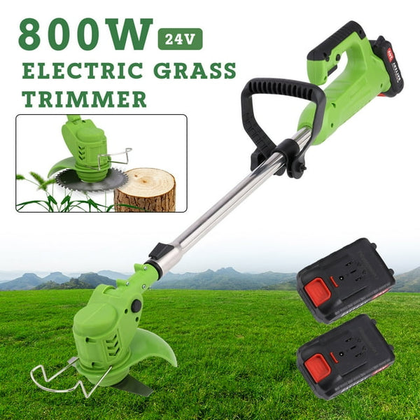 GENERIC 24V 650W LAWN ELECTRIC GRASS TRIMMER CORDLESS W/2 BATTERIES - GREEN - Like New