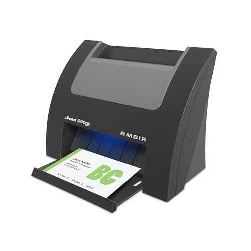 AMBIR NSCAN 690GT-AS HIGH-SPEED VERTICAL CARD SCANNER FOR WINDOWS PC - BLACK - Like New