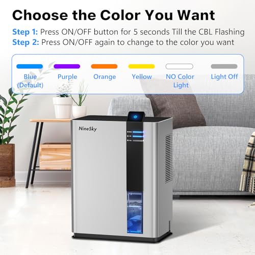 NineSky Dehumidifier, 98 OZ Dehumidifier for Home 800 sq. ft. , Auto, 5 Colors Like New