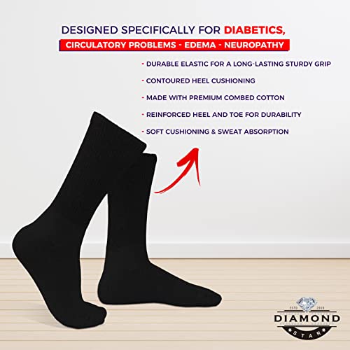 SPECIAL ESSENTIALS 3 PAIRS WOMEN'S COTTON DIABETIC CREW SOCKS 2040-D10 - BLACK - Brand New