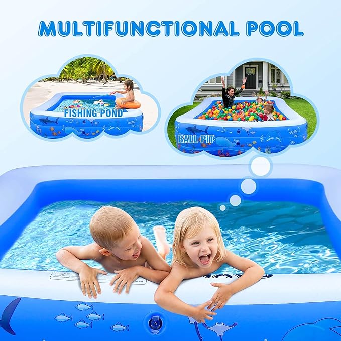 FUNAVO Inflatable Swimming Pools 100" X71" X22" Family Swimming Pool - BLUE Like New
